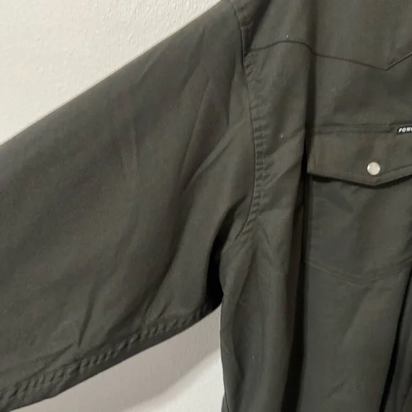 Poncho Laramie Western Performance Flannel Long Sleeve Pearl Snap Shirt Gray-XL - Picture 6 of 12